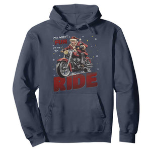 Funny Xmas Trump Hoodie Oh What Fun It Is To Ride Trump Motorcycle TS09 Navy Print Your Wear