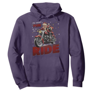 Funny Xmas Trump Hoodie Oh What Fun It Is To Ride Trump Motorcycle TS09 Purple Print Your Wear