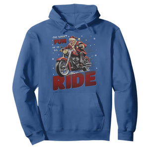 Funny Xmas Trump Hoodie Oh What Fun It Is To Ride Trump Motorcycle TS09 Royal Blue Print Your Wear