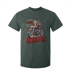 Funny Xmas Trump T Shirt For Kid Oh What Fun It Is To Ride Trump Motorcycle TS09 Dark Forest Green Print Your Wear