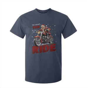 Funny Xmas Trump T Shirt For Kid Oh What Fun It Is To Ride Trump Motorcycle TS09 Navy Print Your Wear