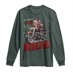 Funny Xmas Trump Long Sleeve Shirt Oh What Fun It Is To Ride Trump Motorcycle TS09 Dark Forest Green Print Your Wear