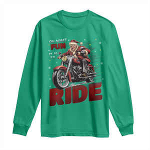 Funny Xmas Trump Long Sleeve Shirt Oh What Fun It Is To Ride Trump Motorcycle TS09 Irish Green Print Your Wear