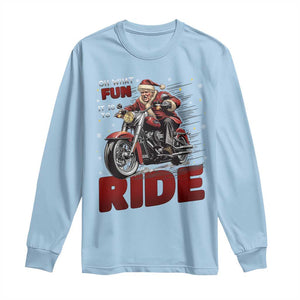 Funny Xmas Trump Long Sleeve Shirt Oh What Fun It Is To Ride Trump Motorcycle TS09 Light Blue Print Your Wear