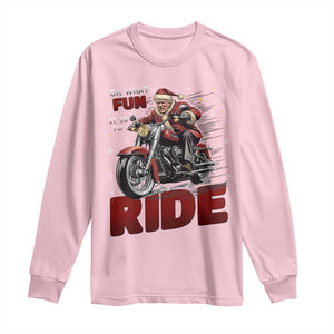 Funny Xmas Trump Long Sleeve Shirt Oh What Fun It Is To Ride Trump Motorcycle TS09 Light Pink Print Your Wear