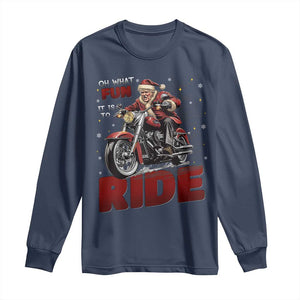 Funny Xmas Trump Long Sleeve Shirt Oh What Fun It Is To Ride Trump Motorcycle TS09 Navy Print Your Wear