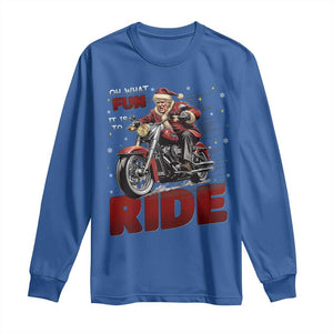 Funny Xmas Trump Long Sleeve Shirt Oh What Fun It Is To Ride Trump Motorcycle TS09 Royal Blue Print Your Wear