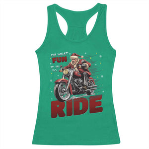 Funny Xmas Trump Racerback Tank Top Oh What Fun It Is To Ride Trump Motorcycle TS09 Irish Green Print Your Wear