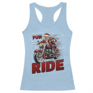 Funny Xmas Trump Racerback Tank Top Oh What Fun It Is To Ride Trump Motorcycle TS09 Light Blue Print Your Wear