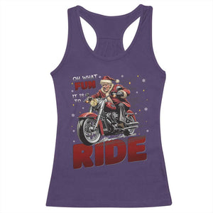 Funny Xmas Trump Racerback Tank Top Oh What Fun It Is To Ride Trump Motorcycle TS09 Purple Print Your Wear