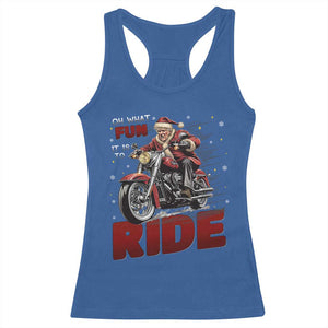 Funny Xmas Trump Racerback Tank Top Oh What Fun It Is To Ride Trump Motorcycle TS09 Royal Blue Print Your Wear