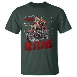 Funny Xmas Trump T Shirt Oh What Fun It Is To Ride Trump Motorcycle TS09 Dark Forest Green Print Your Wear