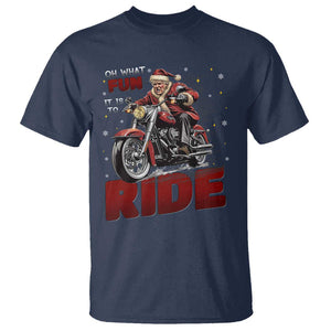 Funny Xmas Trump T Shirt Oh What Fun It Is To Ride Trump Motorcycle TS09 Navy Print Your Wear