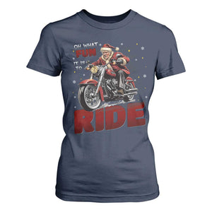 Funny Xmas Trump T Shirt For Women Oh What Fun It Is To Ride Trump Motorcycle TS09 Navy Print Your Wear