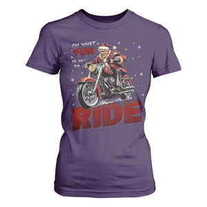 Funny Xmas Trump T Shirt For Women Oh What Fun It Is To Ride Trump Motorcycle TS09 Purple Print Your Wear