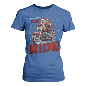 Funny Xmas Trump T Shirt For Women Oh What Fun It Is To Ride Trump Motorcycle TS09 Royal Blue Print Your Wear