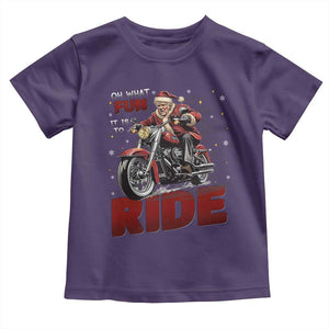 Funny Xmas Trump Toddler T Shirt Oh What Fun It Is To Ride Trump Motorcycle TS09 Purple Print Your Wear