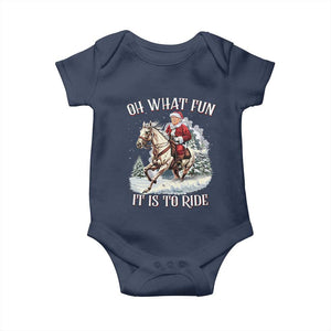 Funny Xmas Trump Baby Onesie Oh What Fun It Is To Ride Cowboy Trump Riding Horse TS09 Navy Print Your Wear