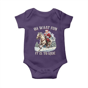 Funny Xmas Trump Baby Onesie Oh What Fun It Is To Ride Cowboy Trump Riding Horse TS09 Purple Print Your Wear