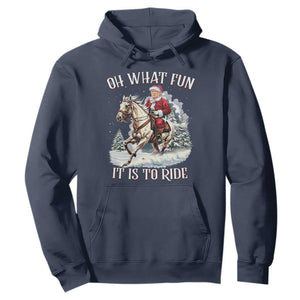 Funny Xmas Trump Hoodie Oh What Fun It Is To Ride Cowboy Trump Riding Horse TS09 Navy Print Your Wear