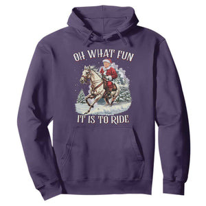 Funny Xmas Trump Hoodie Oh What Fun It Is To Ride Cowboy Trump Riding Horse TS09 Purple Print Your Wear