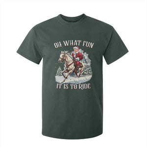 Funny Xmas Trump T Shirt For Kid Oh What Fun It Is To Ride Cowboy Trump Riding Horse TS09 Dark Forest Green Print Your Wear