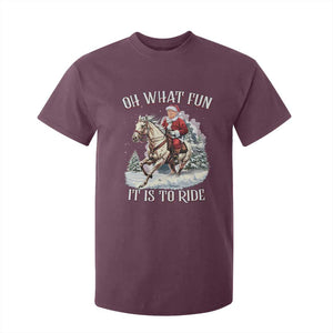 Funny Xmas Trump T Shirt For Kid Oh What Fun It Is To Ride Cowboy Trump Riding Horse TS09 Maroon Print Your Wear