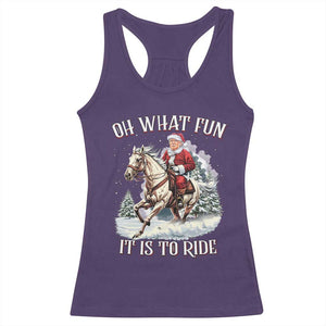 Funny Xmas Trump Racerback Tank Top Oh What Fun It Is To Ride Cowboy Trump Riding Horse TS09 Purple Print Your Wear