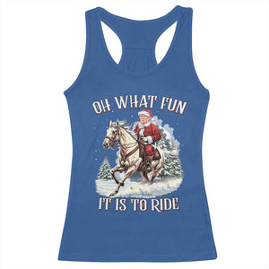 Funny Xmas Trump Racerback Tank Top Oh What Fun It Is To Ride Cowboy Trump Riding Horse TS09 Royal Blue Print Your Wear