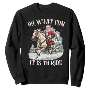 Funny Xmas Trump Sweatshirt Oh What Fun It Is To Ride Cowboy Trump Riding Horse TS09 Black Print Your Wear