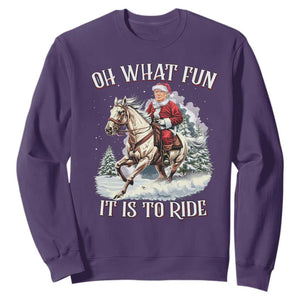 Funny Xmas Trump Sweatshirt Oh What Fun It Is To Ride Cowboy Trump Riding Horse TS09 Purple Print Your Wear