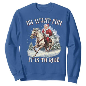 Funny Xmas Trump Sweatshirt Oh What Fun It Is To Ride Cowboy Trump Riding Horse TS09 Royal Blue Print Your Wear