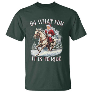 Funny Xmas Trump T Shirt Oh What Fun It Is To Ride Cowboy Trump Riding Horse TS09 Dark Forest Green Print Your Wear