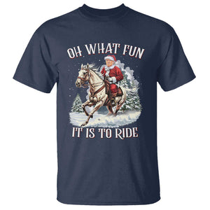 Funny Xmas Trump T Shirt Oh What Fun It Is To Ride Cowboy Trump Riding Horse TS09 Navy Print Your Wear