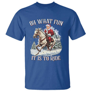 Funny Xmas Trump T Shirt Oh What Fun It Is To Ride Cowboy Trump Riding Horse TS09 Royal Blue Print Your Wear