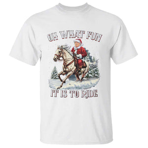 Funny Xmas Trump T Shirt Oh What Fun It Is To Ride Cowboy Trump Riding Horse TS09 White Print Your Wear