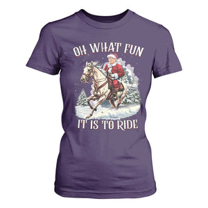 Funny Xmas Trump T Shirt For Women Oh What Fun It Is To Ride Cowboy Trump Riding Horse TS09 Purple Print Your Wear