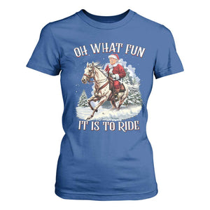 Funny Xmas Trump T Shirt For Women Oh What Fun It Is To Ride Cowboy Trump Riding Horse TS09 Royal Blue Print Your Wear