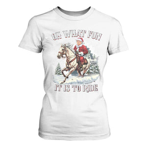 Funny Xmas Trump T Shirt For Women Oh What Fun It Is To Ride Cowboy Trump Riding Horse TS09 White Print Your Wear