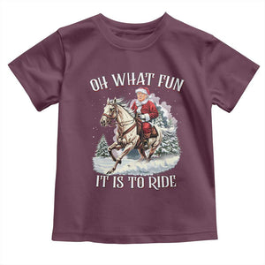 Funny Xmas Trump Toddler T Shirt Oh What Fun It Is To Ride Cowboy Trump Riding Horse TS09 Maroon Print Your Wear