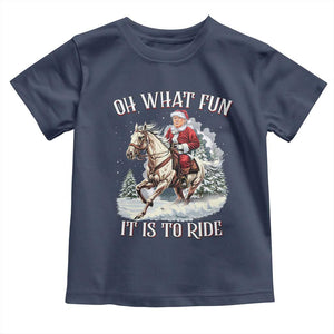 Funny Xmas Trump Toddler T Shirt Oh What Fun It Is To Ride Cowboy Trump Riding Horse TS09 Navy Print Your Wear