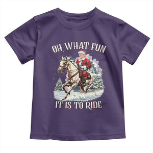 Funny Xmas Trump Toddler T Shirt Oh What Fun It Is To Ride Cowboy Trump Riding Horse TS09 Purple Print Your Wear