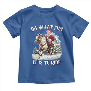 Funny Xmas Trump Toddler T Shirt Oh What Fun It Is To Ride Cowboy Trump Riding Horse TS09 Royal Blue Print Your Wear