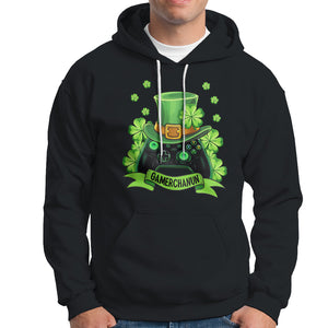 St. Patrick's Day Hoodie Gamerchaun Video Game Funny Lucky Gamer TS09 Black Printyourwear