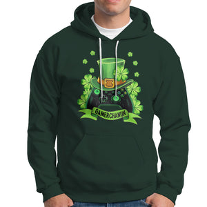 St. Patrick's Day Hoodie Gamerchaun Video Game Funny Lucky Gamer TS09 Dark Forest Green Printyourwear