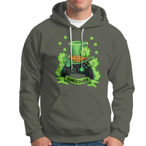 St. Patrick's Day Hoodie Gamerchaun Video Game Funny Lucky Gamer TS09 Military Green Printyourwear