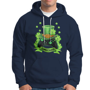 St. Patrick's Day Hoodie Gamerchaun Video Game Funny Lucky Gamer TS09 Navy Printyourwear