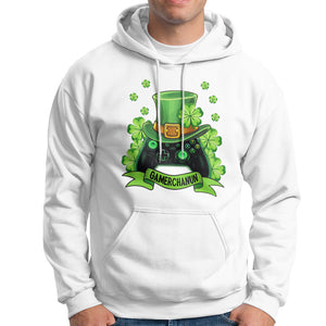 St. Patrick's Day Hoodie Gamerchaun Video Game Funny Lucky Gamer TS09 White Printyourwear