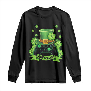 St Patrick's Day Long Sleeve Shirt Gamerchaun Video Game Funny Lucky Gamer TS09 Black Print Your Wear