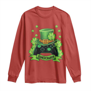 St Patrick's Day Long Sleeve Shirt Gamerchaun Video Game Funny Lucky Gamer TS09 Red Print Your Wear